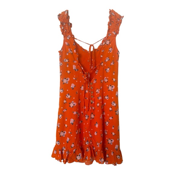 Free People Orange Floral Mini Dress - Picture 3 of 7